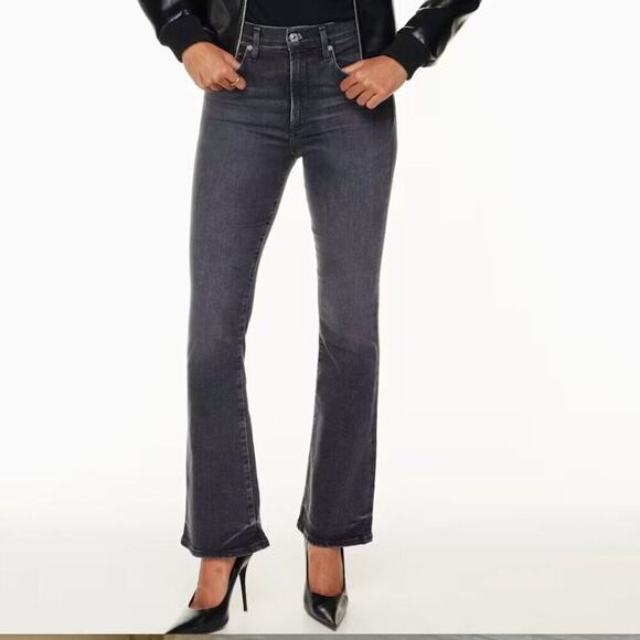 Citizens Of Humanity Denim - Citizens of Humanity Lilah Jean High Rise Kick Flare Jeans 29 Black Caviar Clean